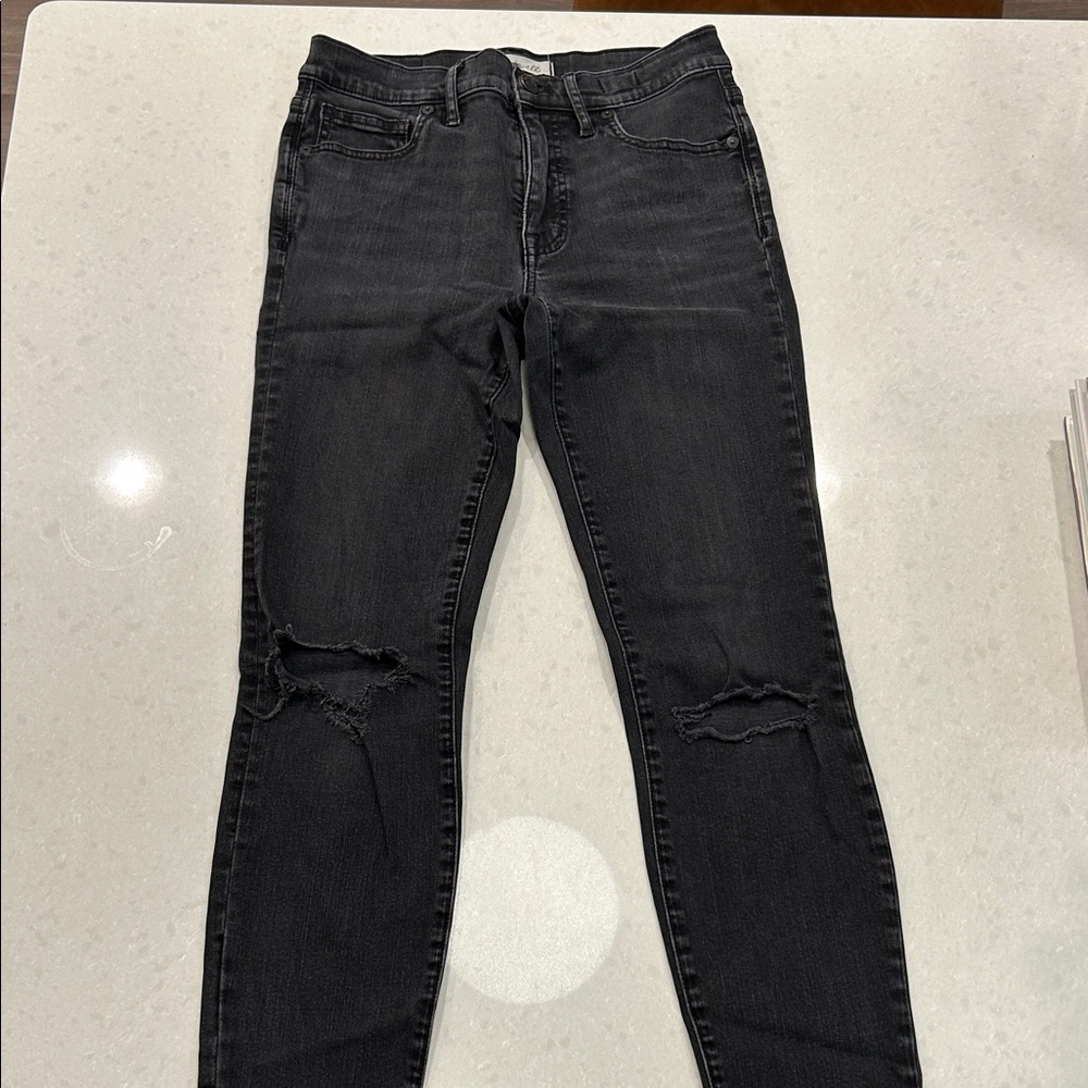 Madewell Women's Black Ripped Skinny Jeans